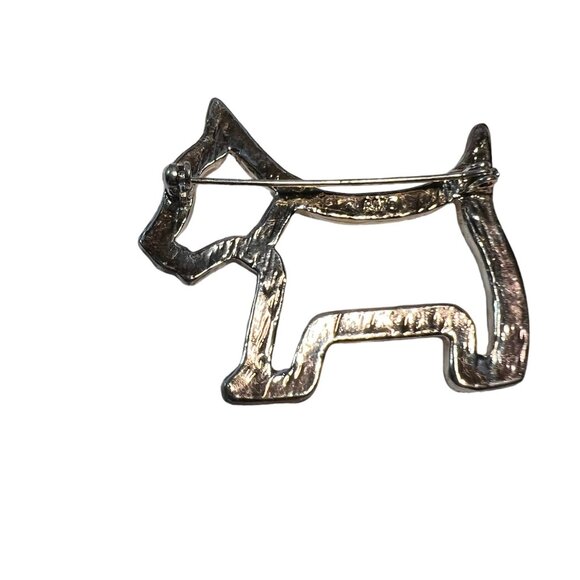 Vintage AAI Dog Brooch Scottish Terrier Silvertone Rhinestone Collar Figural Pin - Picture 5 of 8